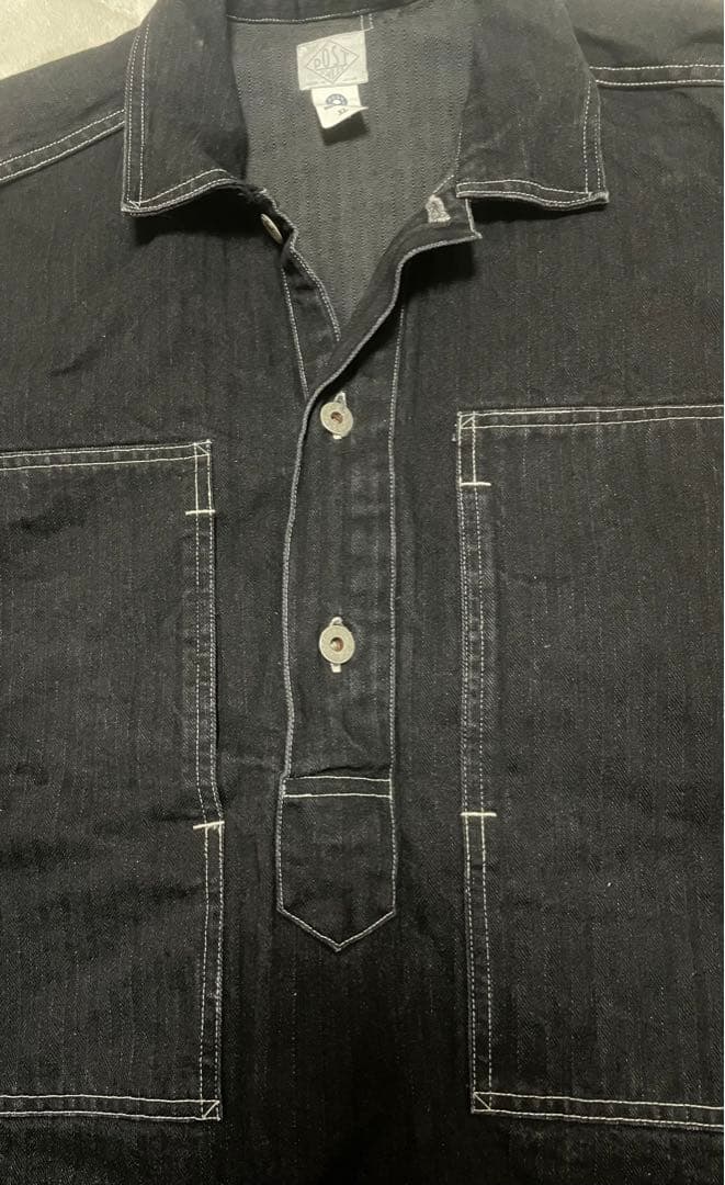 最終　半額以下！post overalls ブラックヘリンボーン　アーミーシャツ
