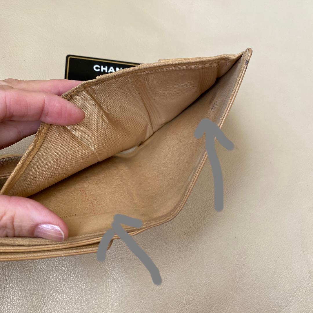 シャネル　二つ折り財布 ココマーク キャビアスキン WホックCHANEL