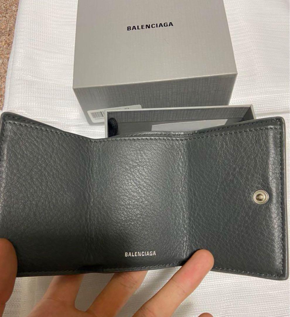 BALENCIAGA 折り財布　グレー　本革