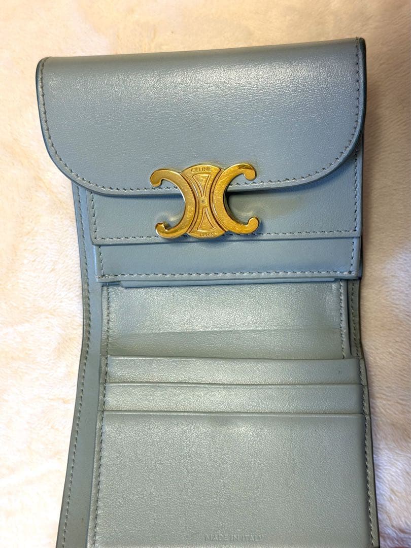 CELINE ライトブルー 二つ折り財布