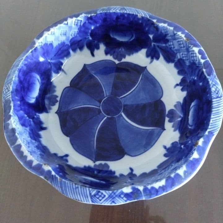 骨董 厚手藍 鉢 アンティーク 京都骨董店購入品 ベロ藍