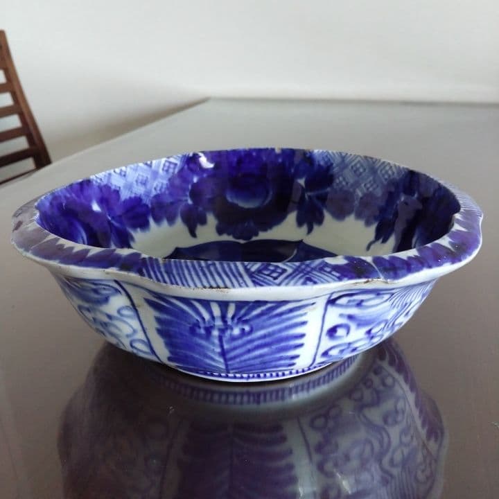 骨董 厚手藍 鉢 アンティーク 京都骨董店購入品 ベロ藍