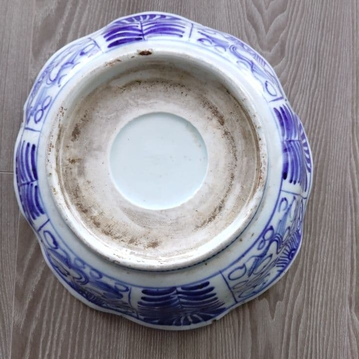 骨董 厚手藍 鉢 アンティーク 京都骨董店購入品 ベロ藍