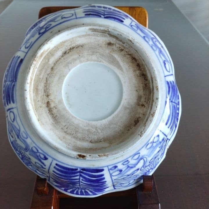 骨董 厚手藍 鉢 アンティーク 京都骨董店購入品 ベロ藍