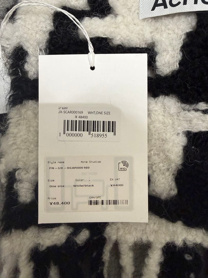 小物 ACNE STUDIOS SCARF/WHITE/BLACK