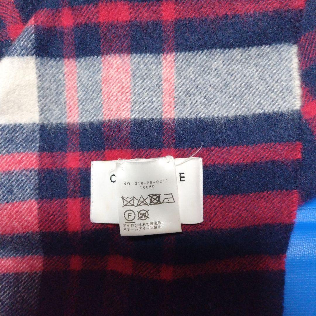 SHIPS　カシミアチェック柄ストール ネイビー/レッド B