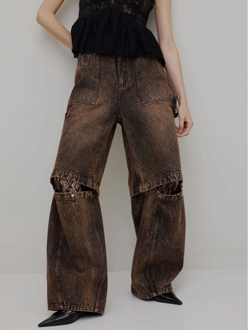 MEDI 2WAY REMOVE DENIM PANTS ブラウン 25インチ