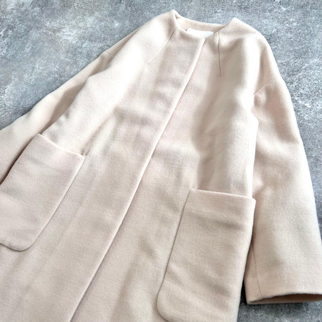 ⭐️美品⭐️ トゥモローランド ボールジィ　ウールモッサ　ノーカラーコート　ベージュ