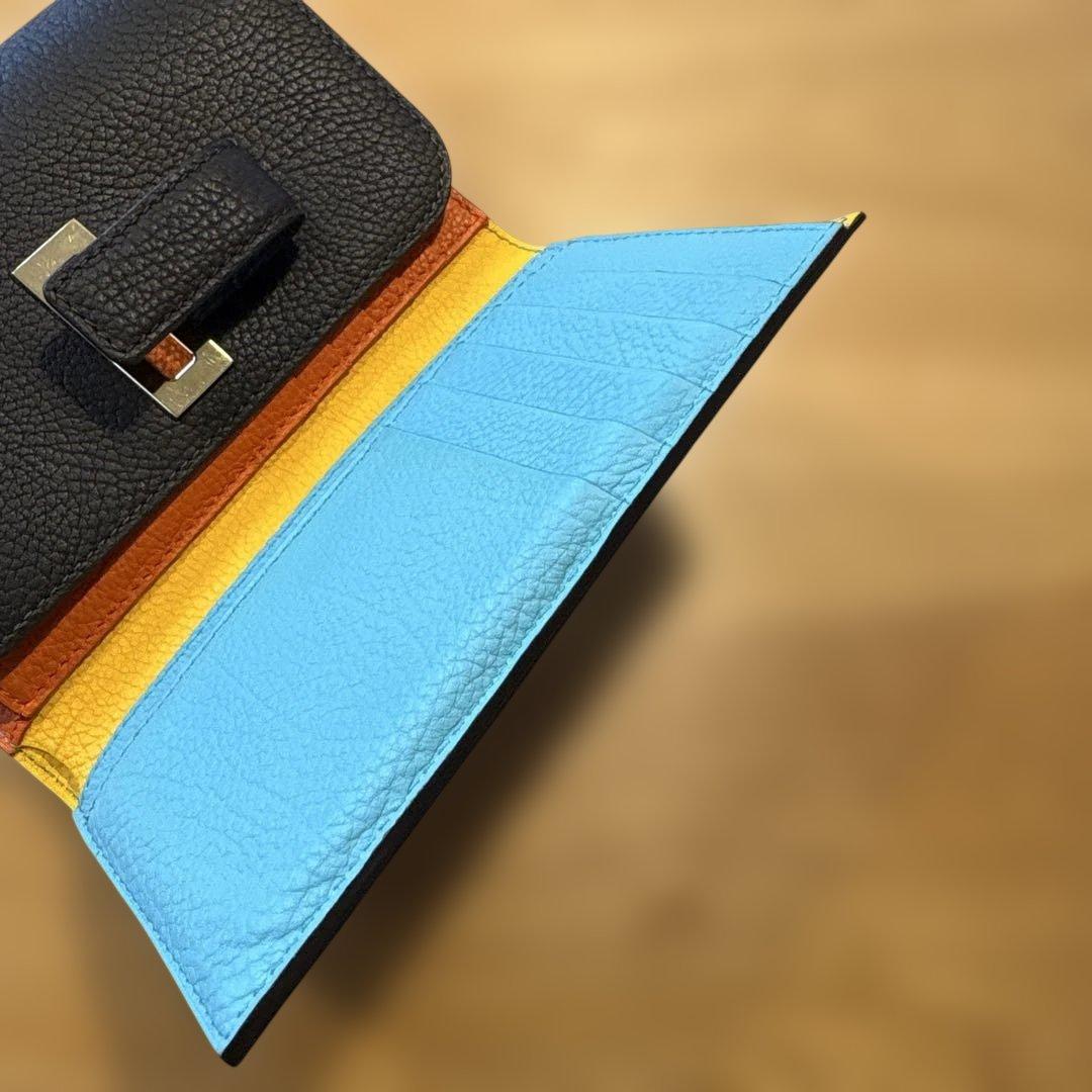 Delvaux レザー三つ折り財布 ネイビー