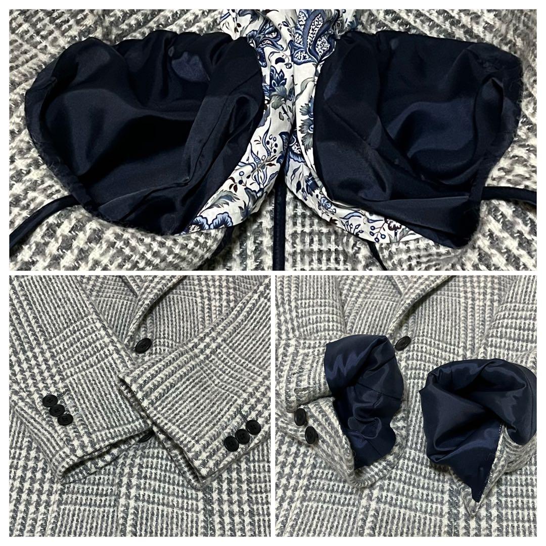 極美品✨ 現行✨ミツミネ ウールシルク グレンチェック ジャケット ツイード M