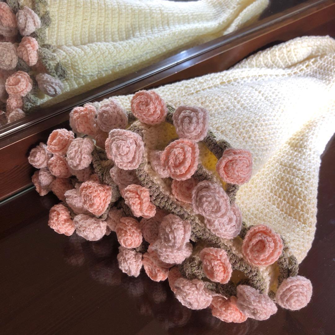 花束ブランケット♡ひざ掛け♡薔薇の花♡ブーケ♡ハンドメイド