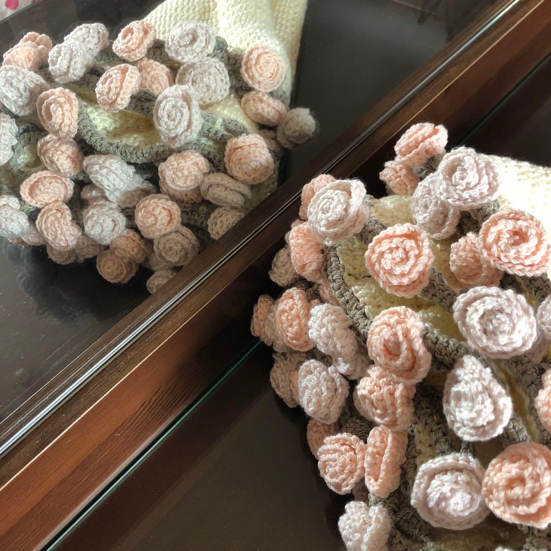 花束ブランケット♡ひざ掛け♡薔薇の花♡ブーケ♡ハンドメイド