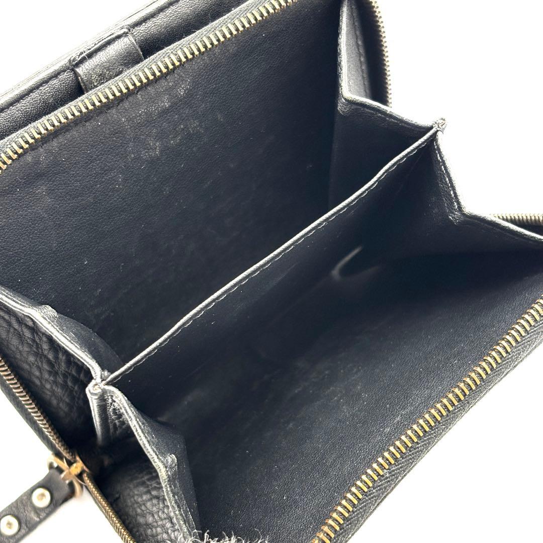 美品・レア セリーヌ スタッズ 二つ折り財布 トリオンフ マカダム レザー 黒