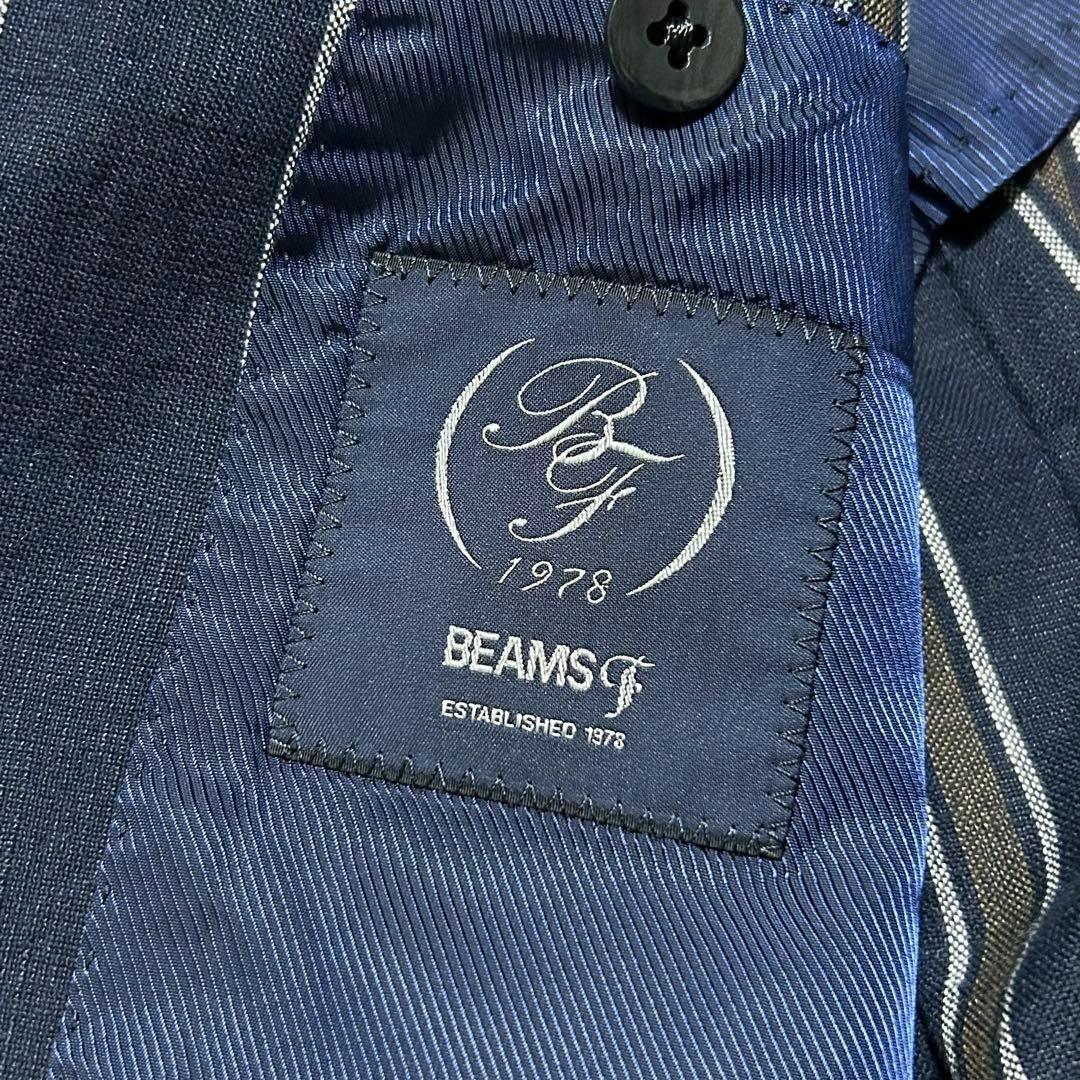 【美品】BEAMS F リネンコットン ストライプ テーラードジャケット