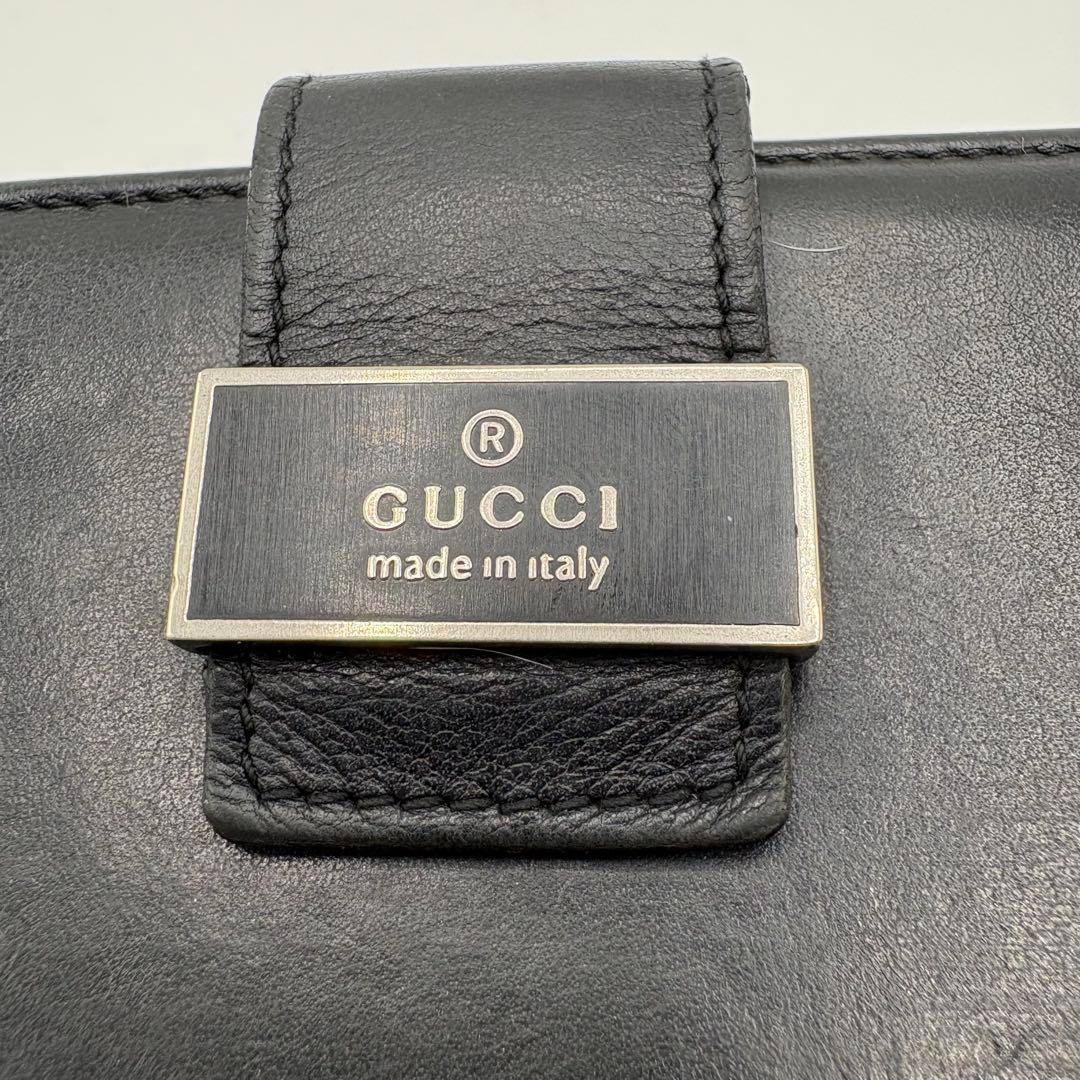 GUCCI グッチ レザー 長財布 二つ折り ウォレット 本革 ブラック 黒