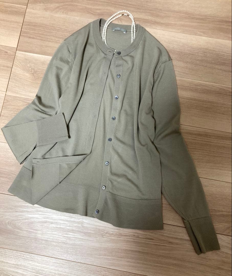 １回着　美品　セオリーリュクス　HESTER 春　カーディガン　グレージュ　40