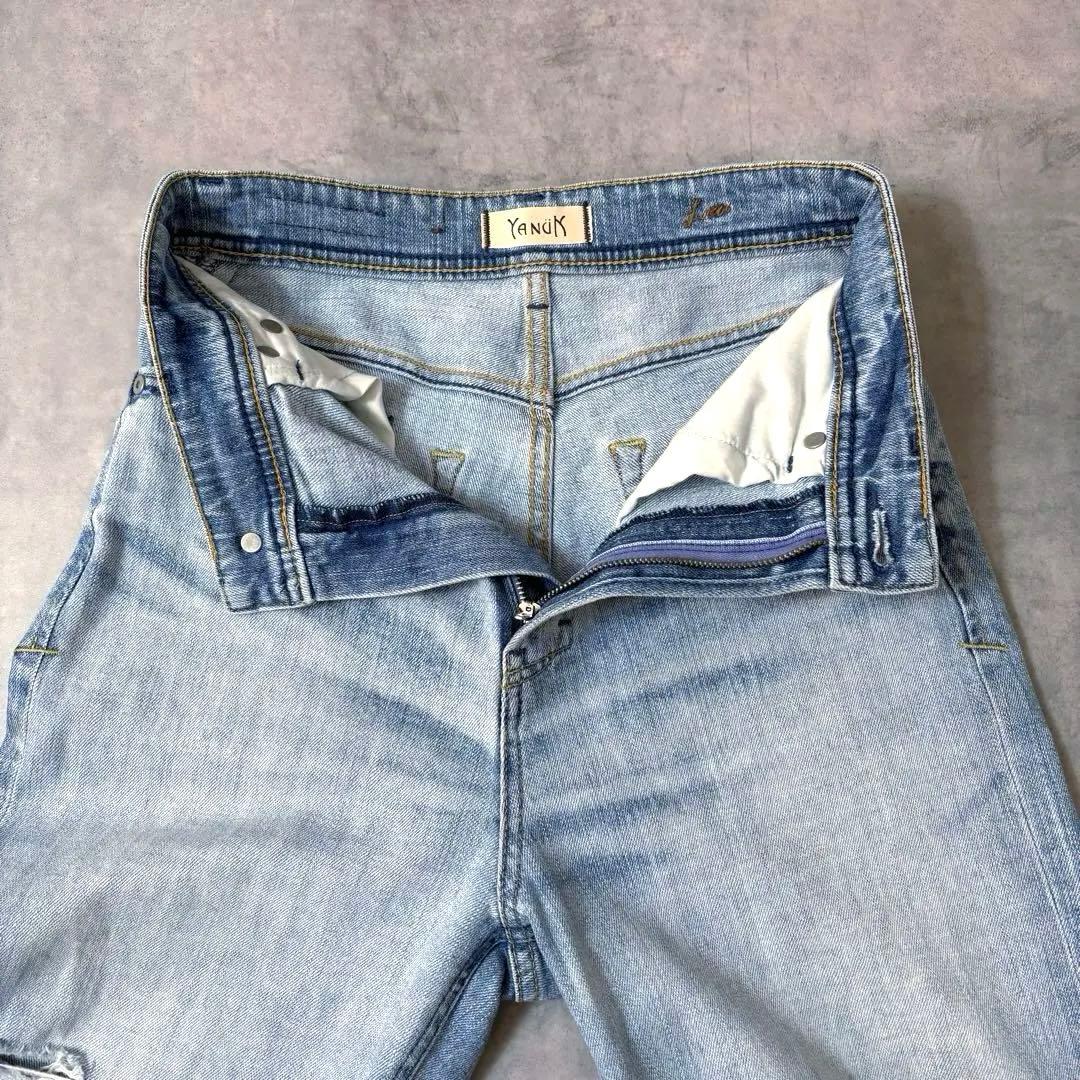 【美品】YANUK ヤヌーク ストレートデニム ボーイズ LEA ダメージ 24