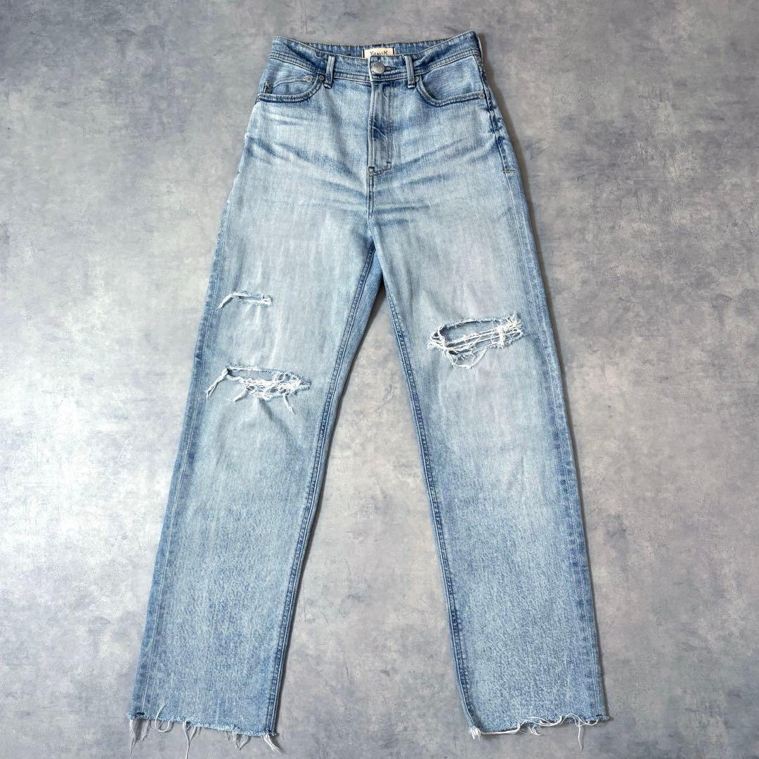 【美品】YANUK ヤヌーク ストレートデニム ボーイズ LEA ダメージ 24