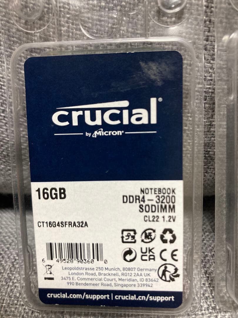 Crucial 16GB DDR4-2666 SODIMM メモリ 2個