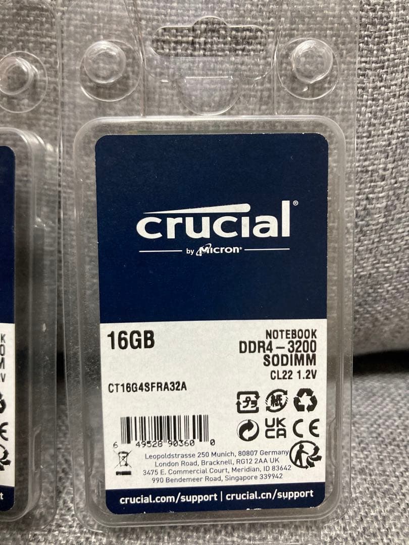 Crucial 16GB DDR4-2666 SODIMM メモリ 2個