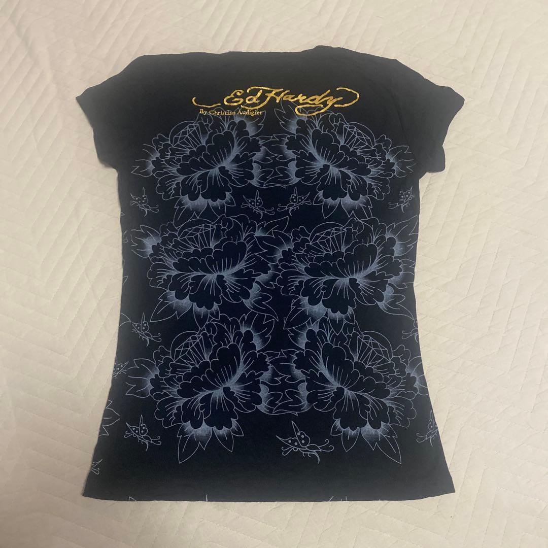 Ed Hardy 花柄 Tシャツ ブラック　フェアリーグランジ　y2k