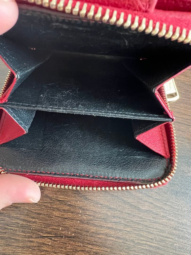 YSL 赤 レザー 二つ折り財布