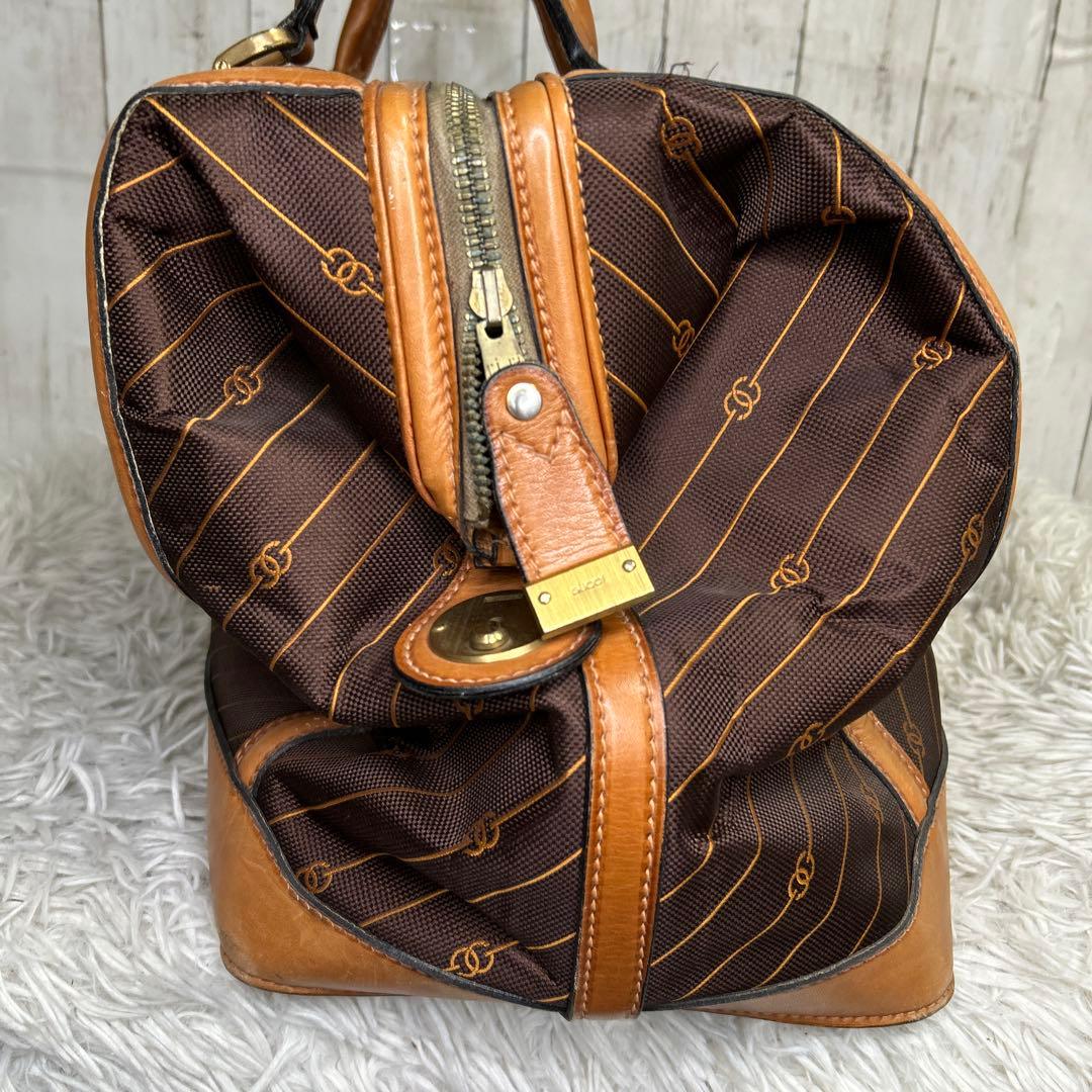 GUCCI GG キャンバス ボストンバッグ　オールドグッチ　ブラウン　大容量