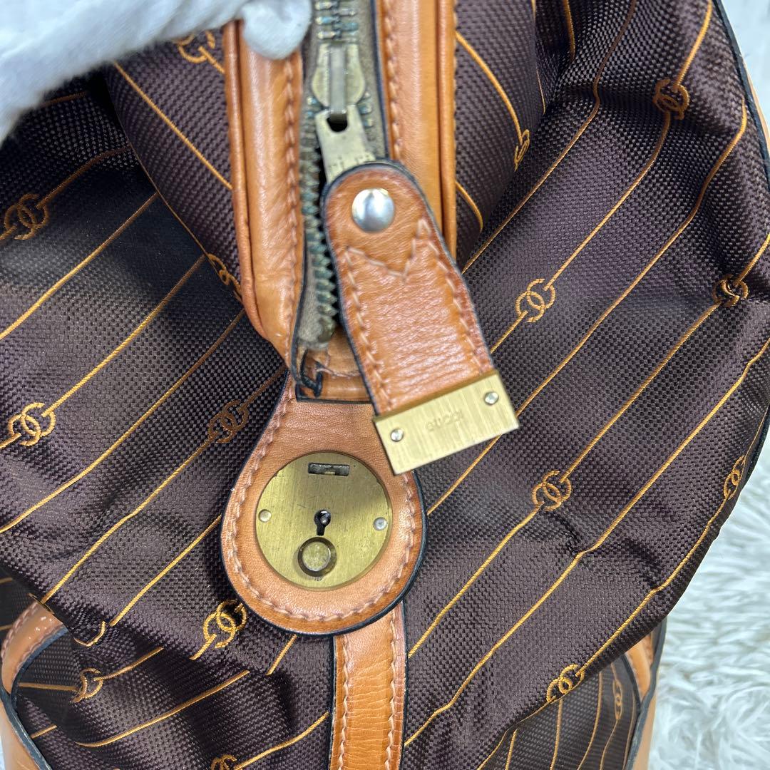 GUCCI GG キャンバス ボストンバッグ　オールドグッチ　ブラウン　大容量