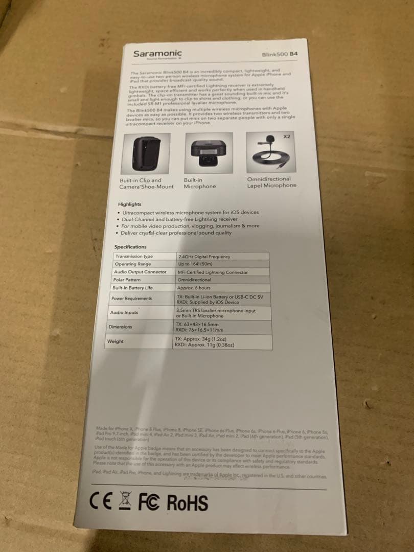 Saramonic Blink500 B4 iOSデバイス用ワイヤレスマイク