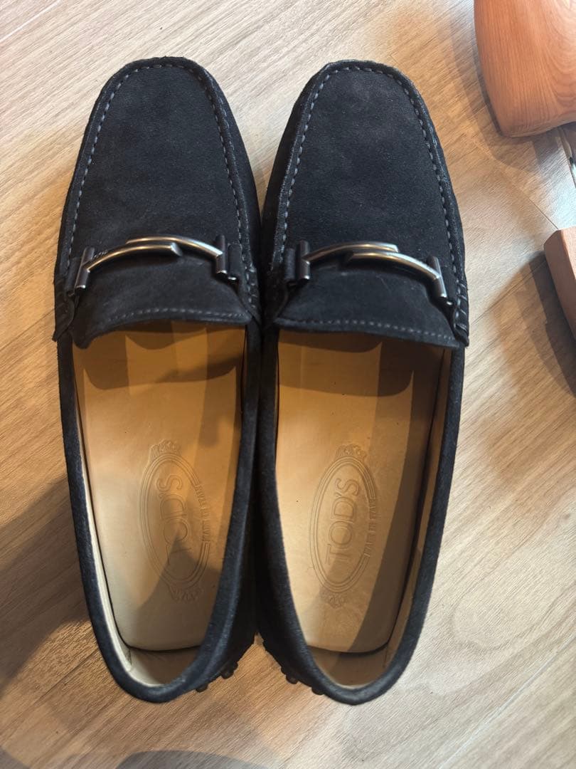 【レア・美品】TOD'S Double T スエード ドライビングシューズ 黒