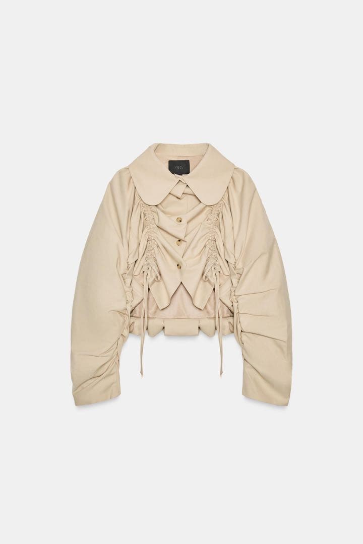 完売品 ZARA フリル付きクロップドトレンチコート M-Lサイズ新品タグ付き