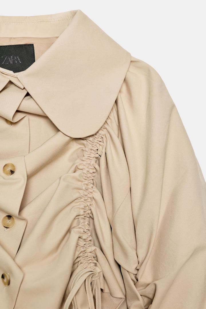 完売品 ZARA フリル付きクロップドトレンチコート M-Lサイズ新品タグ付き