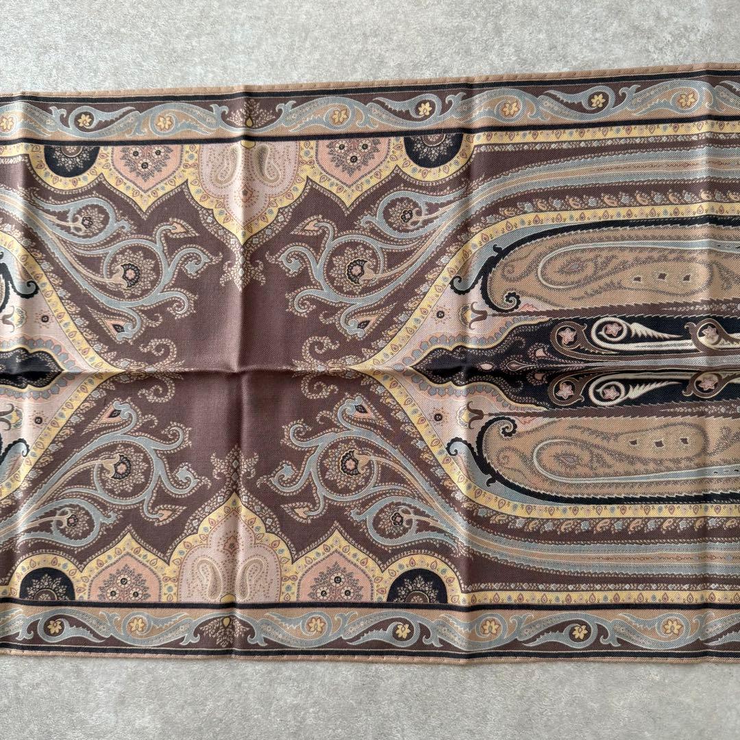 【未使用】ETRO エトロ 長方形 ストール スカーフ シルク混 ウール