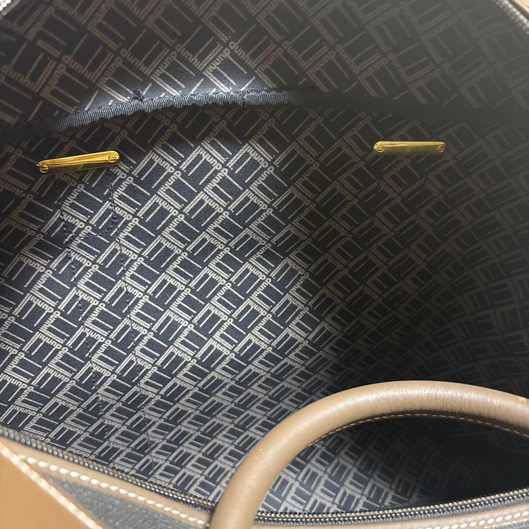 美品 dunhill ダンヒル レザー PVC ボストンバッグ ヘリンボーン