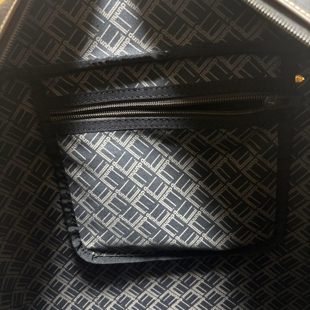 美品 dunhill ダンヒル レザー PVC ボストンバッグ ヘリンボーン