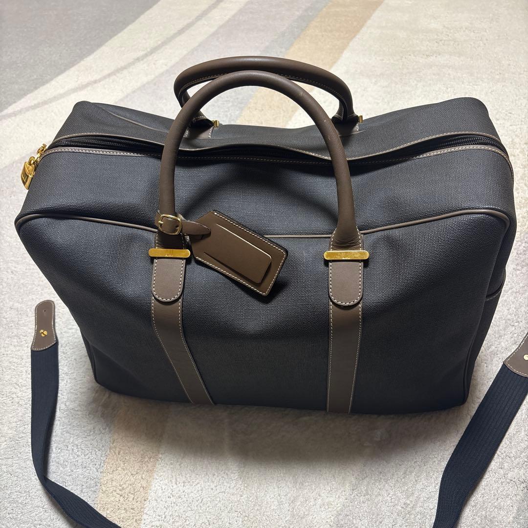美品 dunhill ダンヒル レザー PVC ボストンバッグ ヘリンボーン