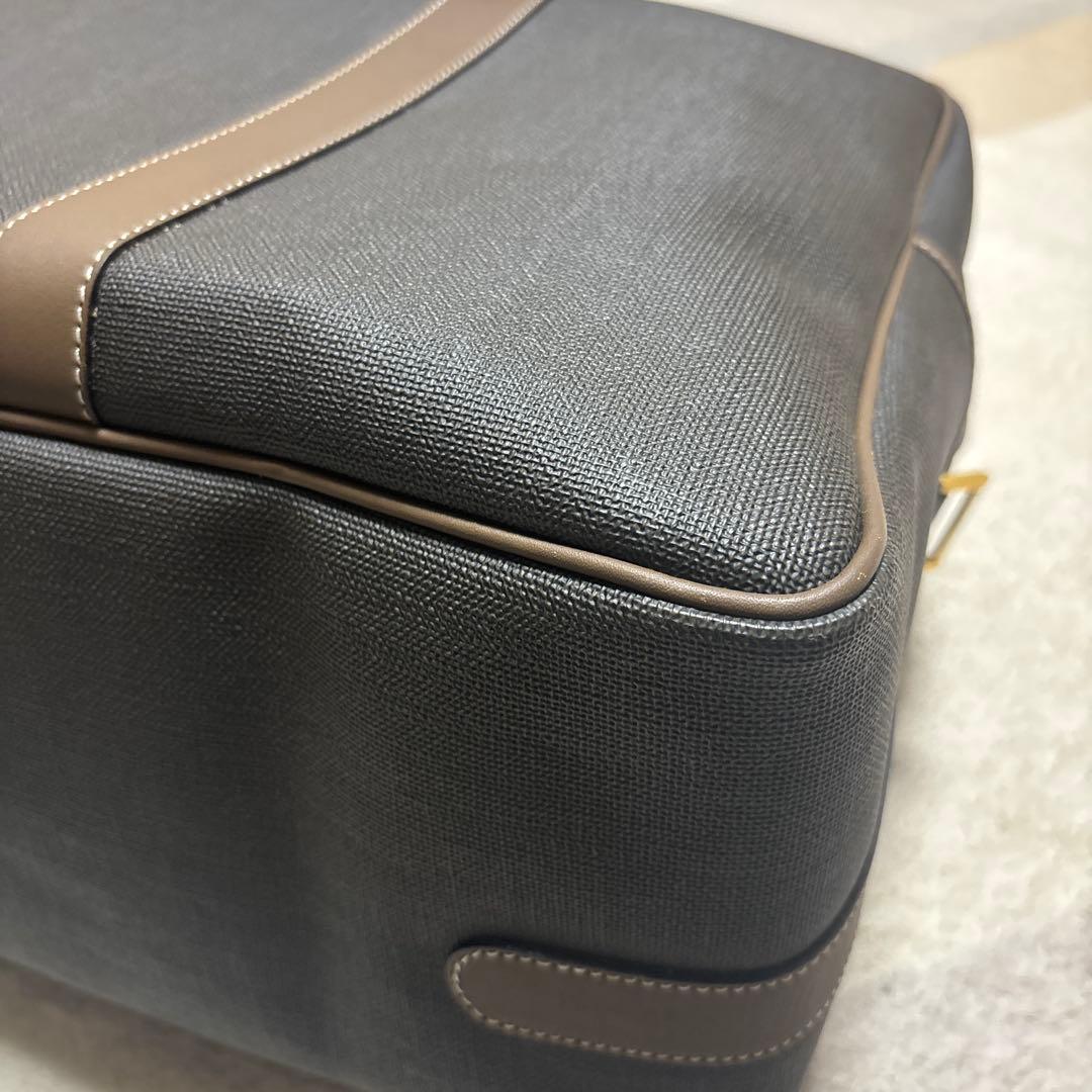 美品 dunhill ダンヒル レザー PVC ボストンバッグ ヘリンボーン