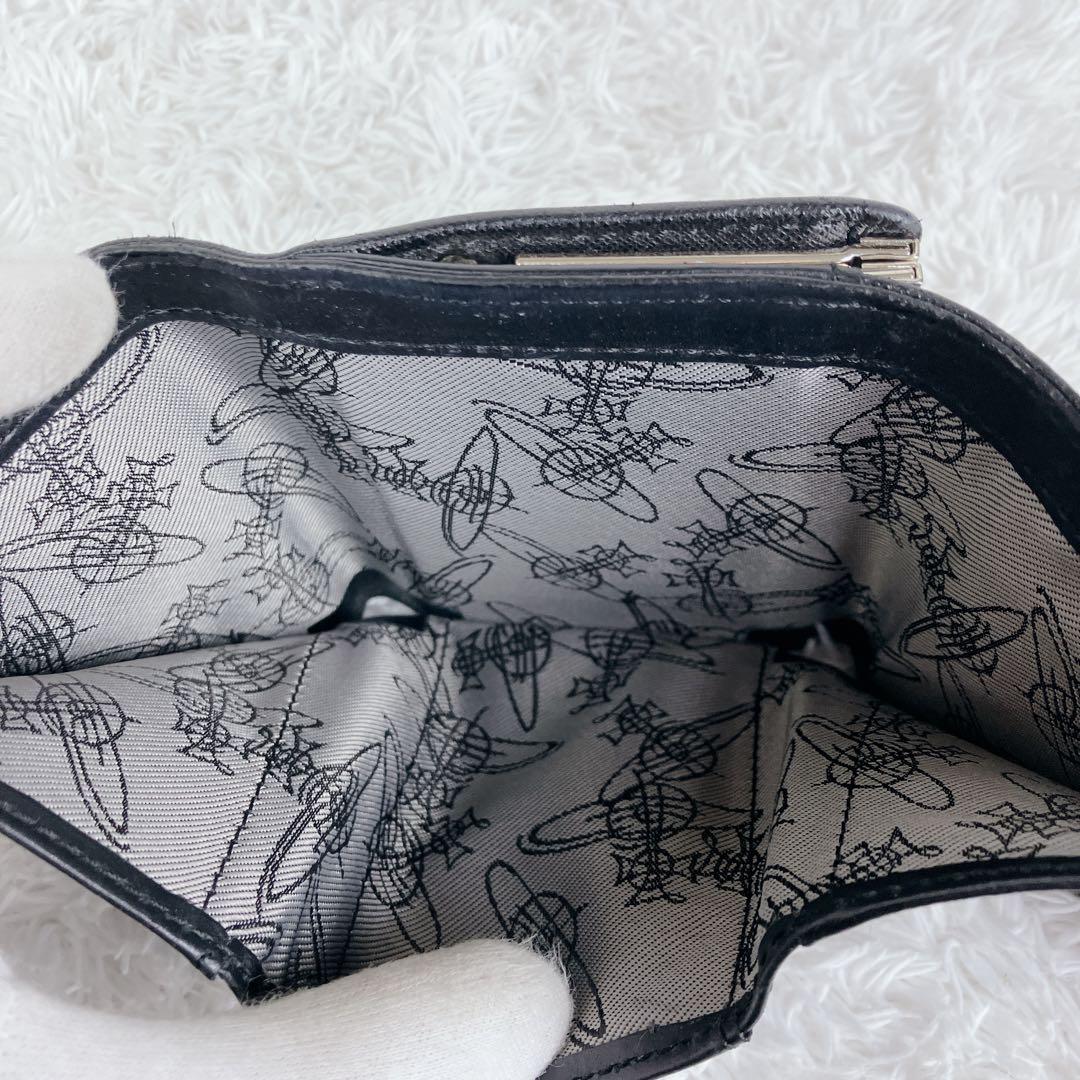 美品✨ ヴィヴィアンウエストウッド　三つ折り財布 がま口 ブラックオーブ