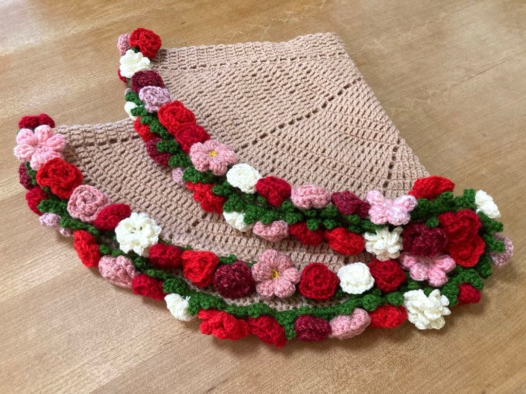 ブーケブランケット　かぎ針編みの花束　薔薇
