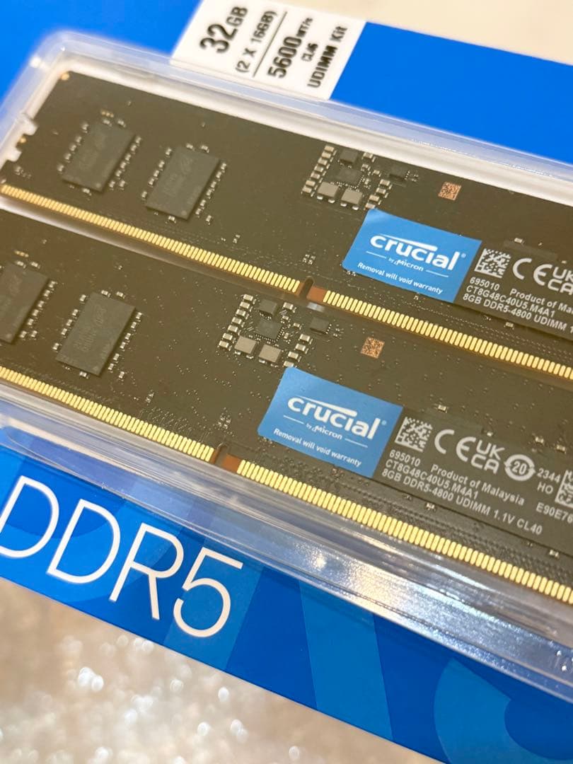 Crucial DDR5 16GB (2×8GB) メモリ　4800 UDIMM