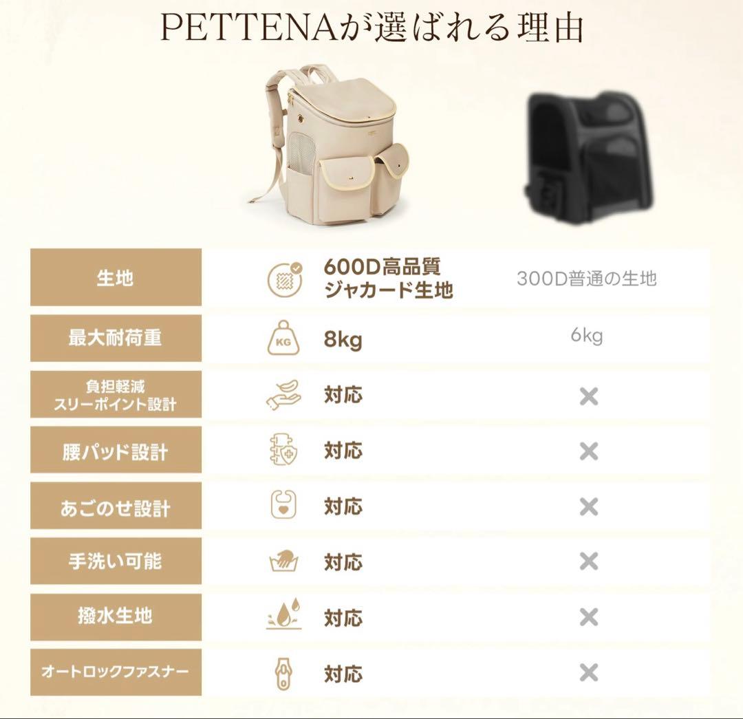 【新品】PETTENA HIYORI ペットリュック　犬　猫　うさぎ　8キロまで
