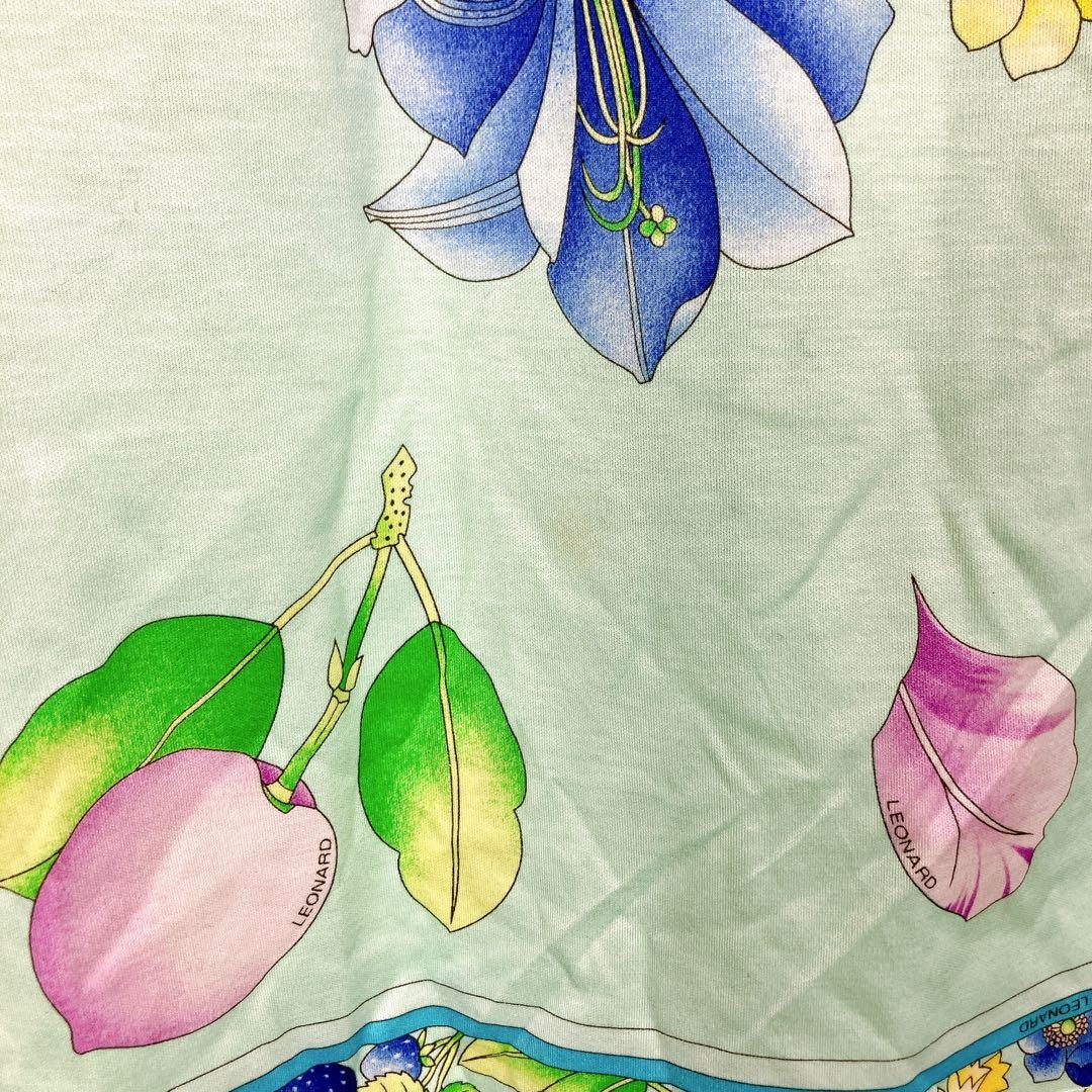 マカ102 レオナール 半袖カットソー Tシャツ 花柄 コットン Lサイズ