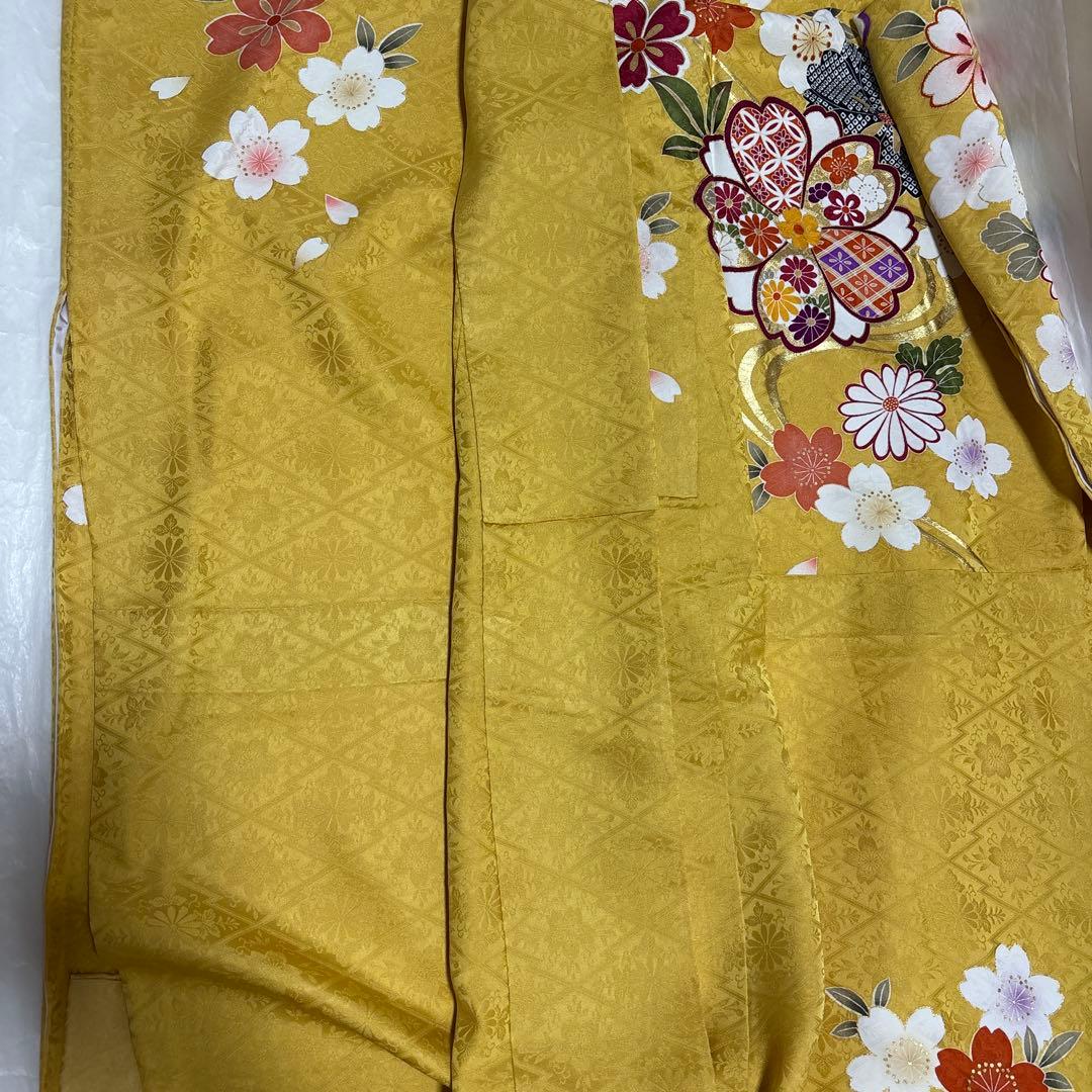 【美品】正絹振袖9点フルセット　からし色　卒業式　世美庵　ハレの日　長襦袢　振袖