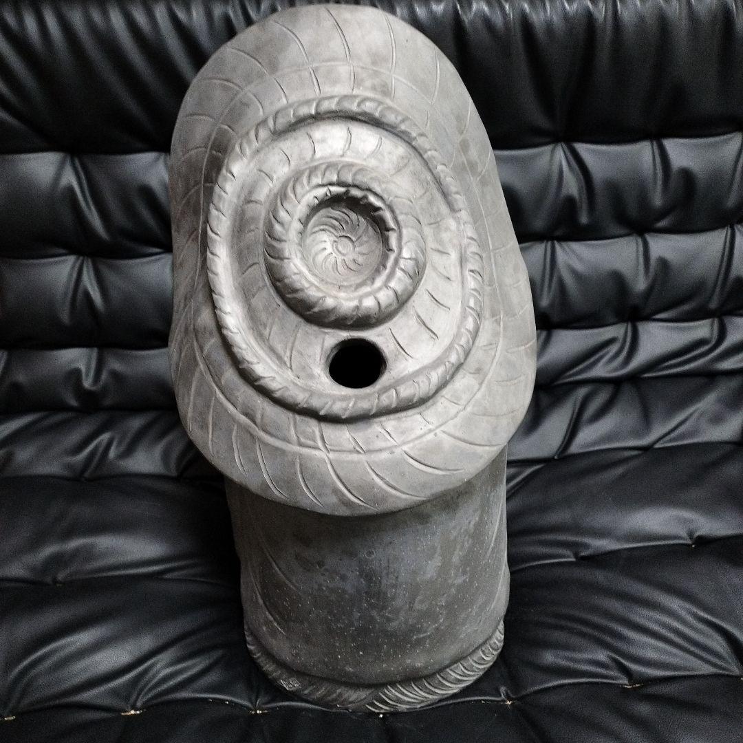 金魚 瓦 21.5kg 狸 銘有 縁起物 骨董 レトロ