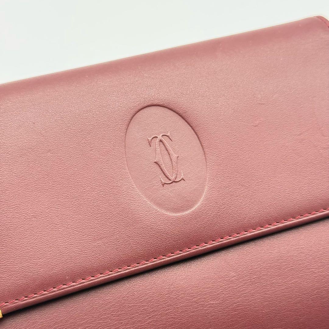 ✨極美品✨カルティエ マストライン レザー 三つ折り財布 ゴールド金具 がま口