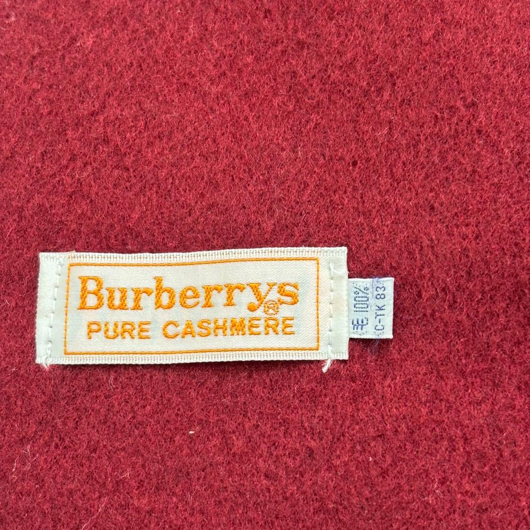 Burberrys バーバリー カシミヤ100 マフラー ロゴ刺繍 レッド