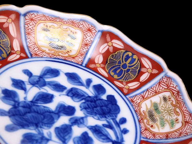 大聖寺伊万里　金襴手　菊に牡丹の図　４寸皿　N1110AS-DAn