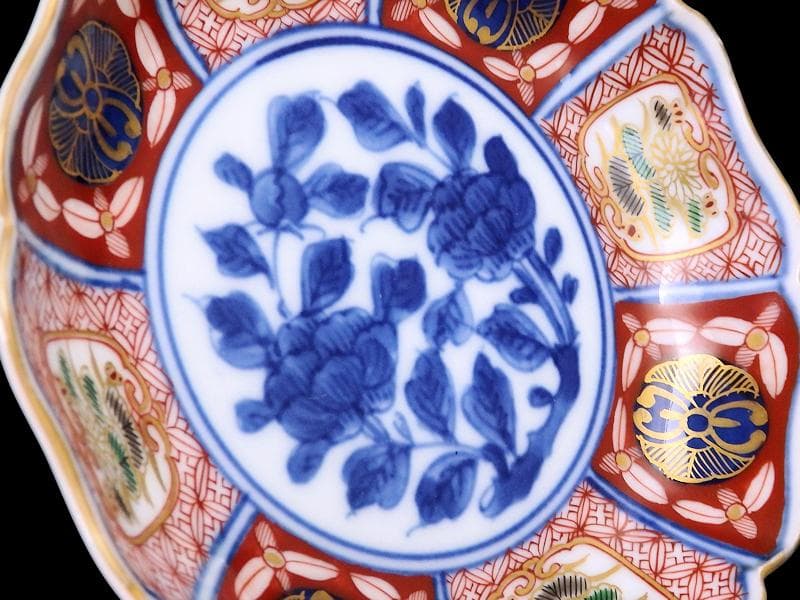 大聖寺伊万里　金襴手　菊に牡丹の図　４寸皿　N1110AS-DAn