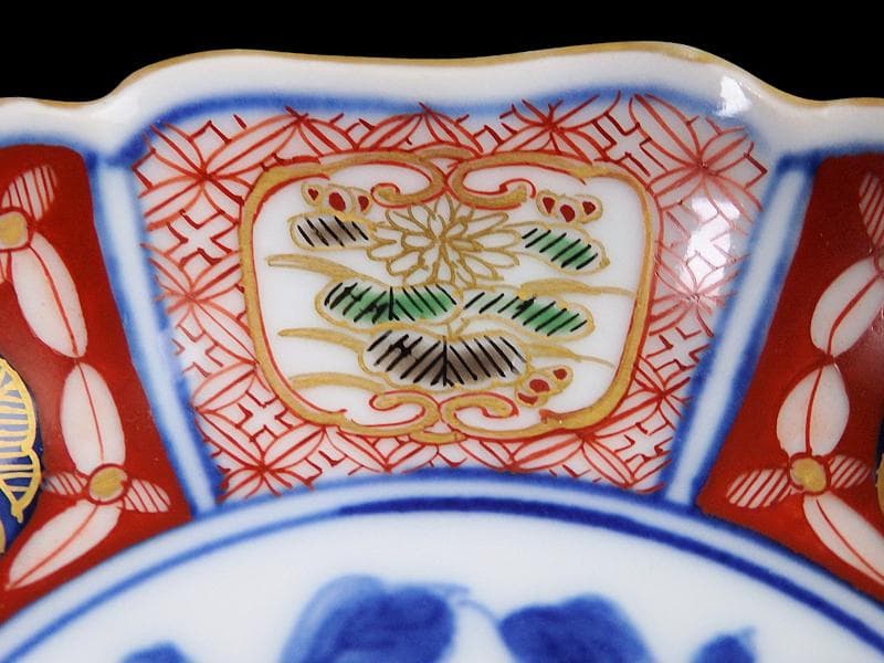 大聖寺伊万里　金襴手　菊に牡丹の図　４寸皿　N1110AS-DAn