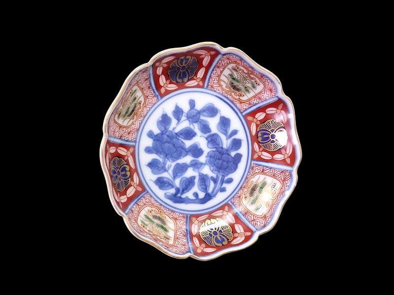 大聖寺伊万里　金襴手　菊に牡丹の図　４寸皿　N1110AS-DAn